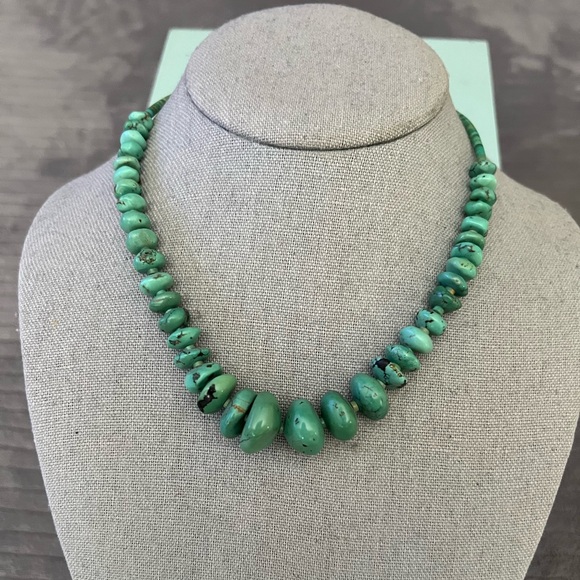Turquoise Jewelry - Elegant Green Turquoise Howlite Beaded Necklace